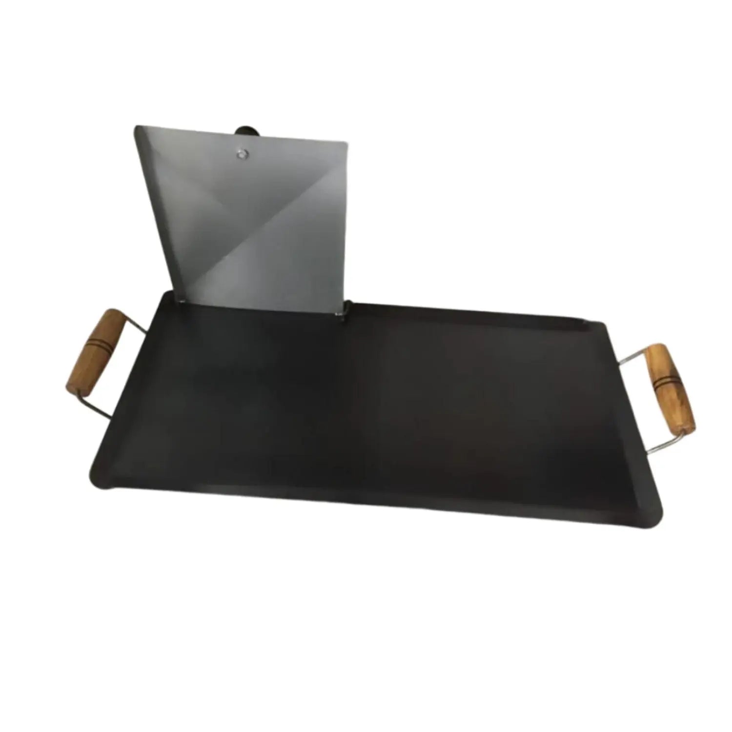 Chapa de Hambúrguer para Fogão com Cabo de Madeira + Prensa de Brinde