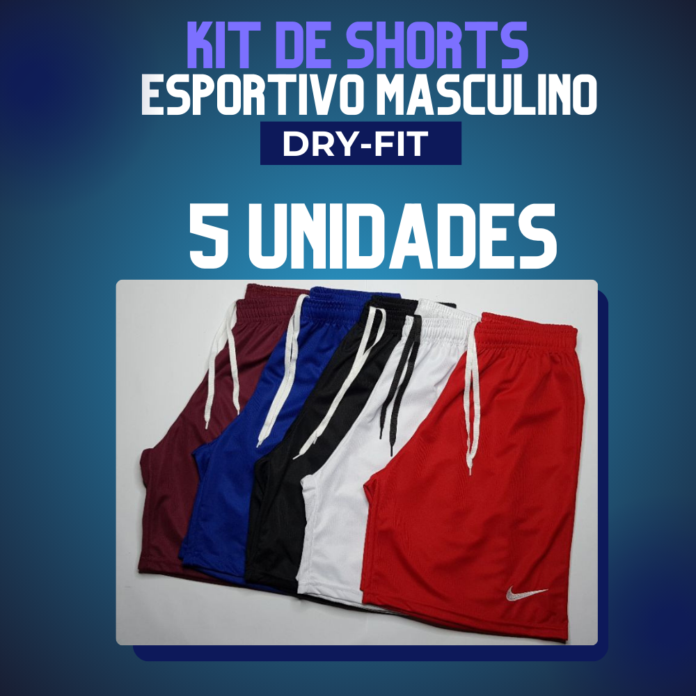 Kit Shorts Esportivo Dry-Fit Masculino (ÚLTIMAS UNIDADES)