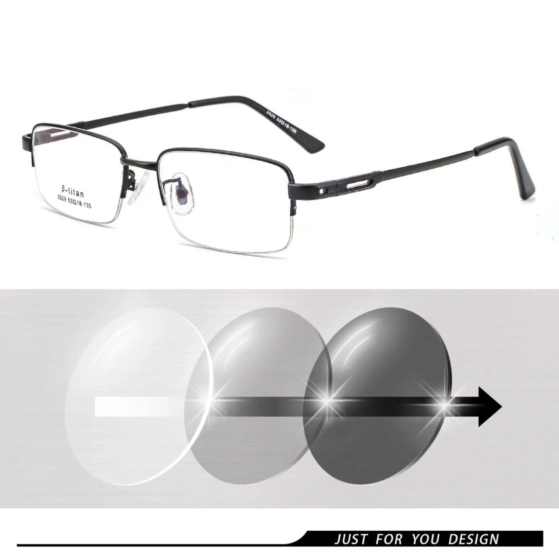 Óculos Fotocromáticos de Titânio para Miopia