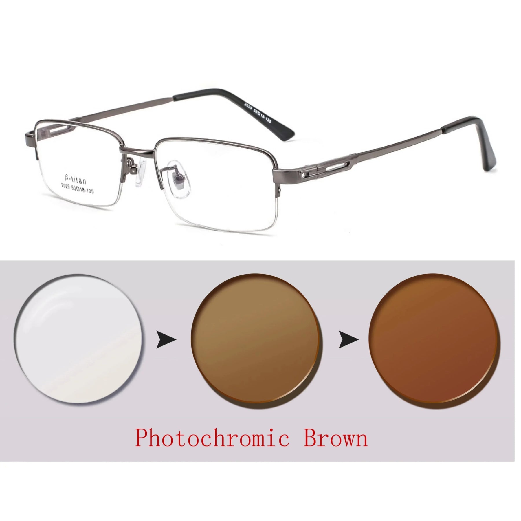Óculos Fotocromáticos de Titânio para Miopia