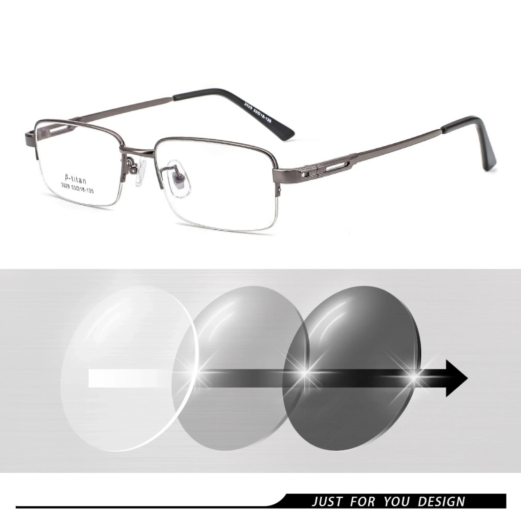 Óculos Fotocromáticos de Titânio para Miopia